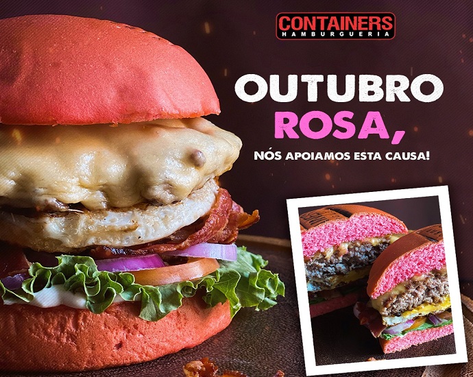 TUDO ROSA: Containers Hamburgueria oferece pão cor de rosa em seus lanches durante o mês de outubro
